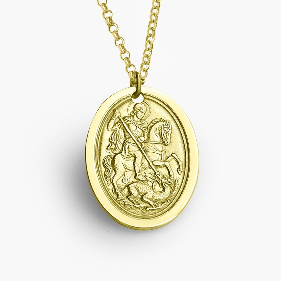 Oval Pendant with Saint George, 925 Silver