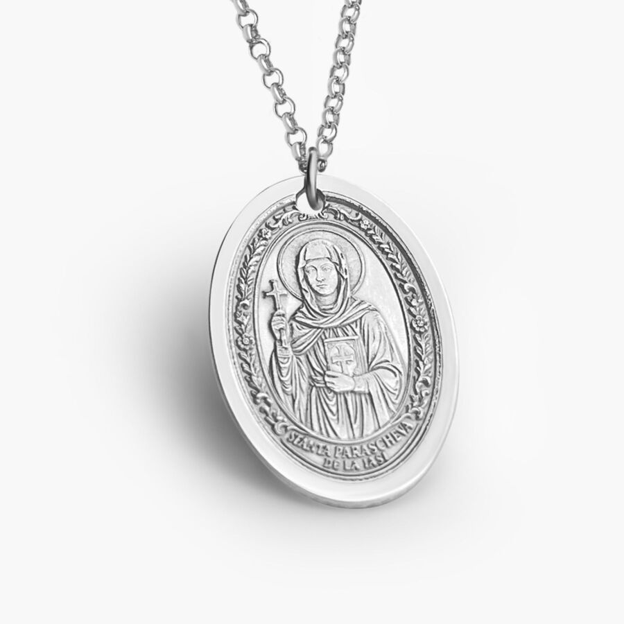 Oval Pendant with Saint Parascheva, 925 Silver