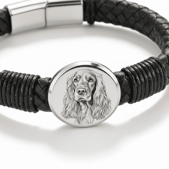 Brățară bărbătească din piele cu gravură