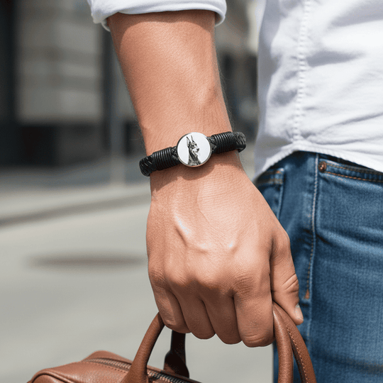 Brățară bărbătească din piele cu gravură