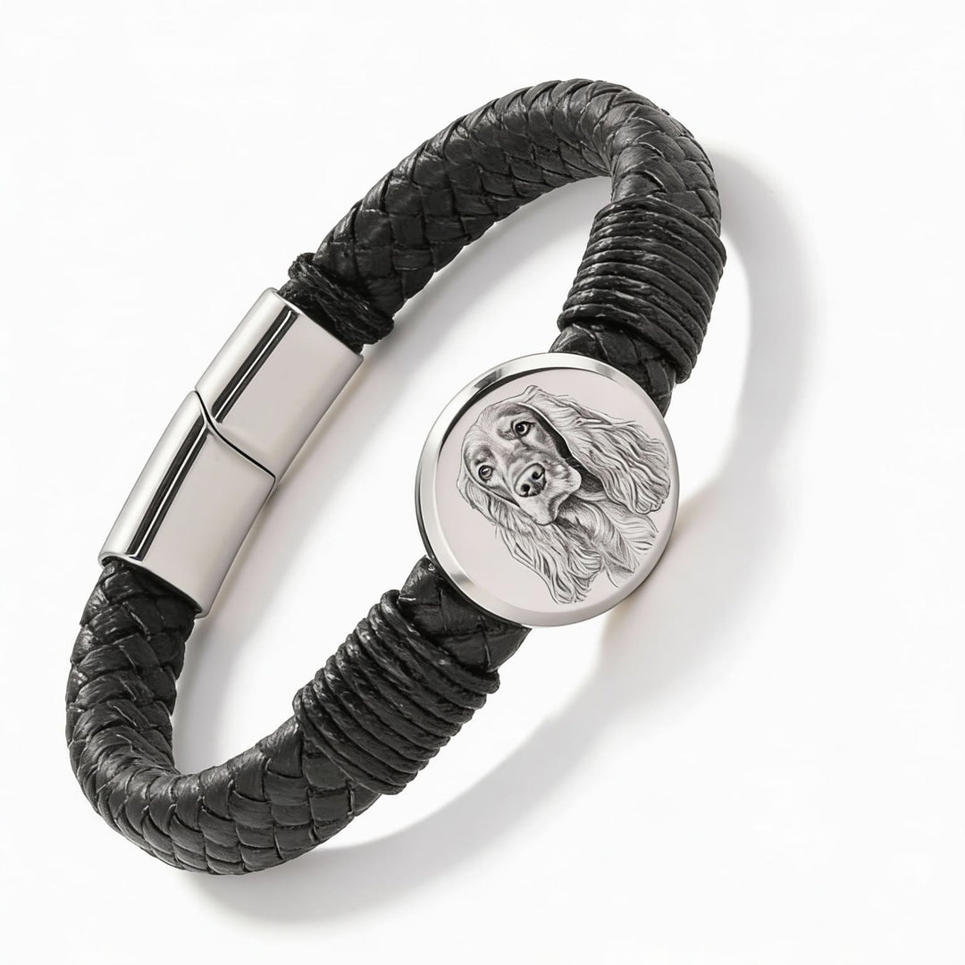 Brățară bărbătească din piele cu gravură