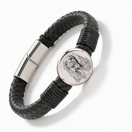 Brățară bărbătească din piele cu gravură