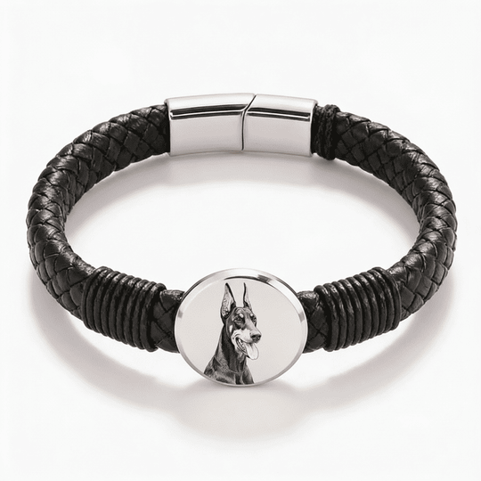 Brățară bărbătească din piele cu gravură