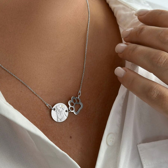 Doppelanhänger mit Pfote, 925 Silber