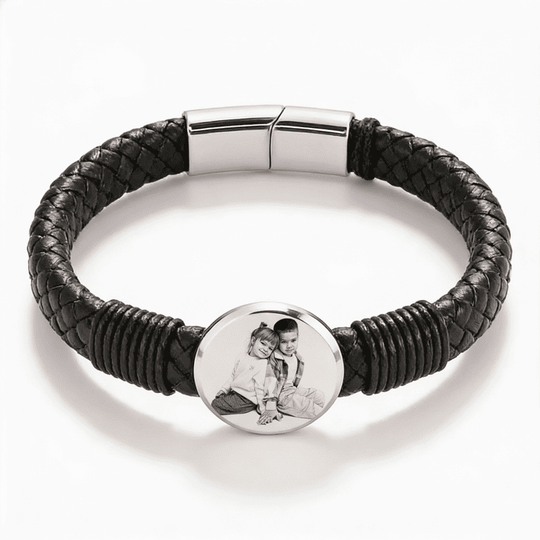 Brățară din piele pentru bărbați, cu gravură