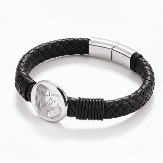 Brățară din piele pentru bărbați, cu gravură