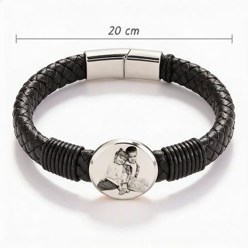 Leather men’s bracelet with engraving