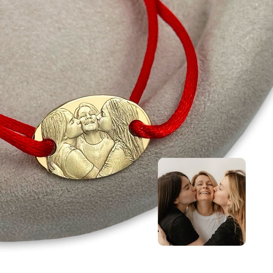 Großes ovales 925 Silberarmband mit 3D-Foto-Gravur
