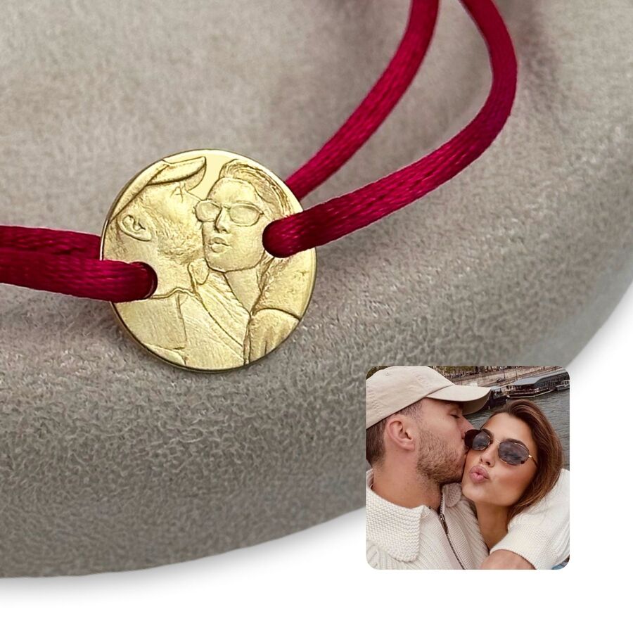 Rundes 925 Silberarmband mit 3D Foto-Gravur