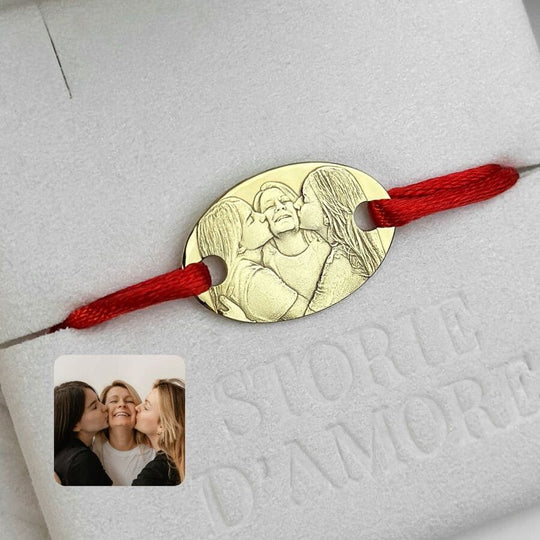Großes ovales 925 Silberarmband mit 3D-Foto-Gravur