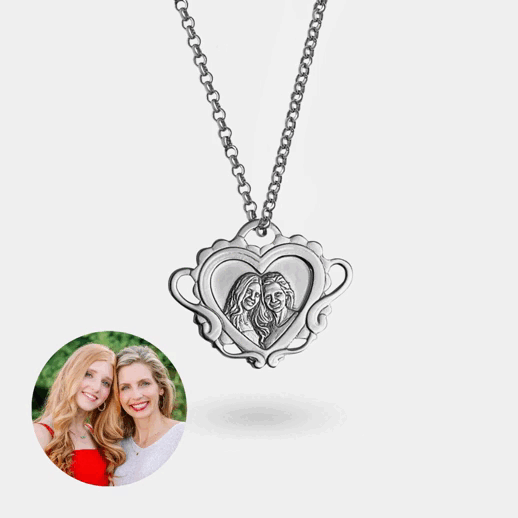 Patterned heart Pendant, 925 Silver