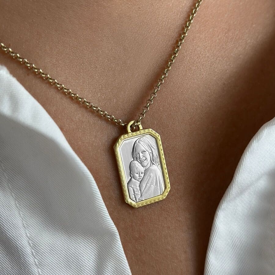 Anhänger mit gemustertem Rahmen, 925 Silber