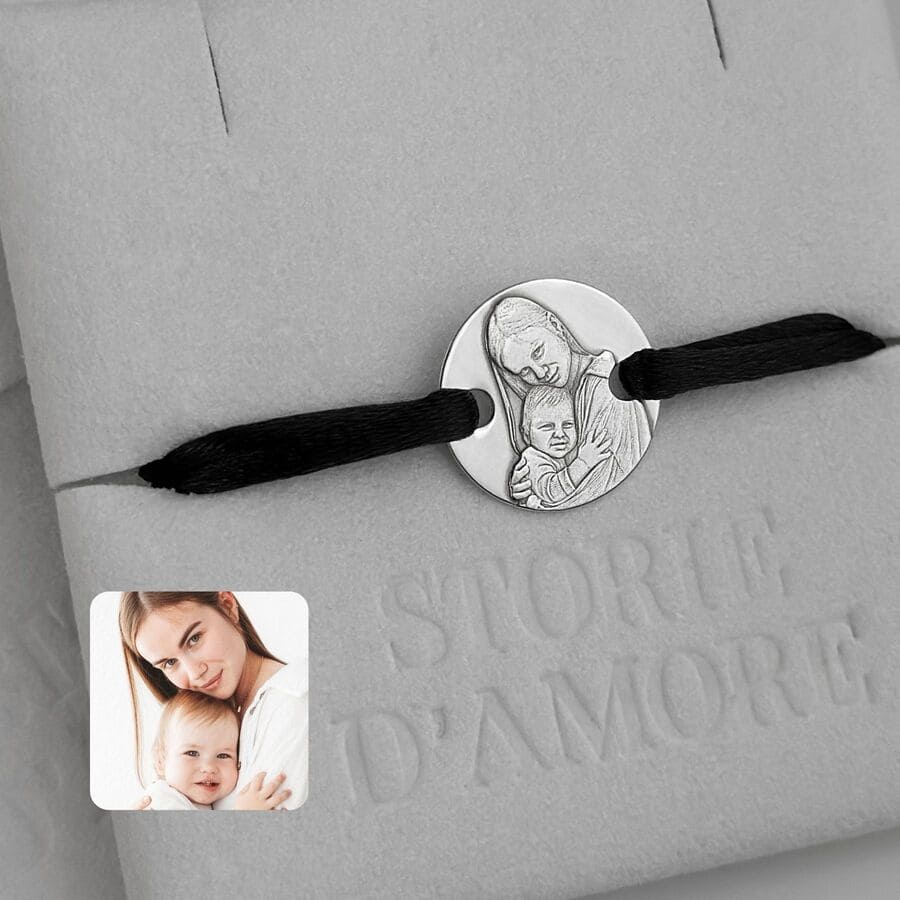 Rundes 925 Silberarmband mit 3D Foto-Gravur