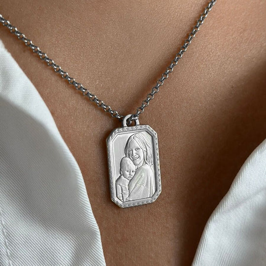 Anhänger mit gemustertem Rahmen, 925 Silber