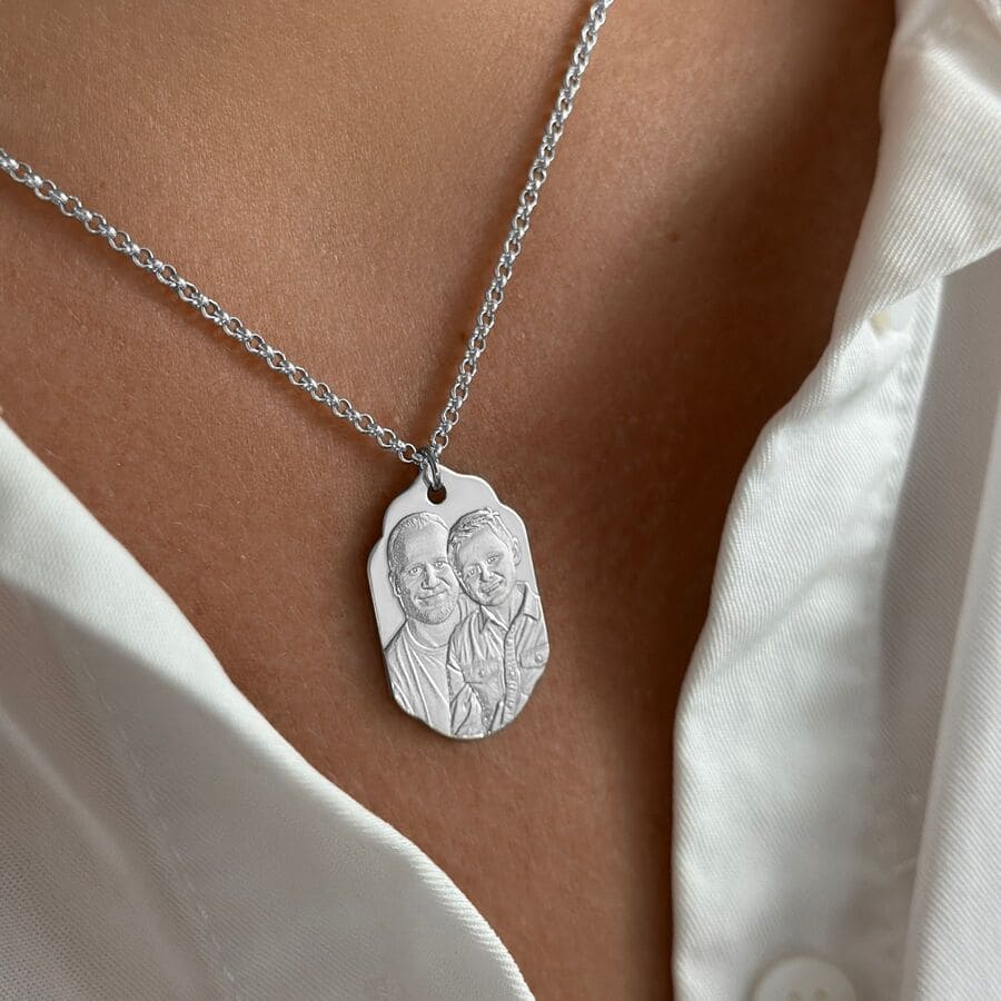 Gebogener Rechteck-Anhänger, 925 Silber