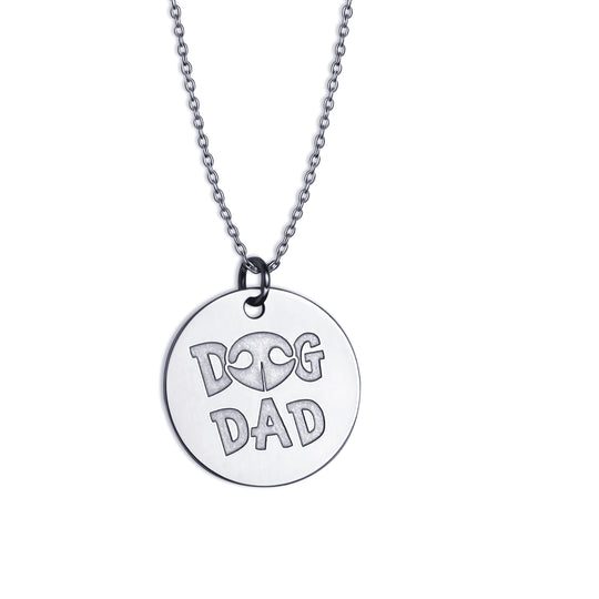 Circle Pendant, 925 Silver "Dog Dad"
