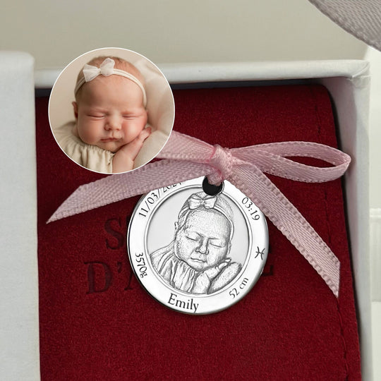 925 Silber Baby Foto Münze, 19 mm
