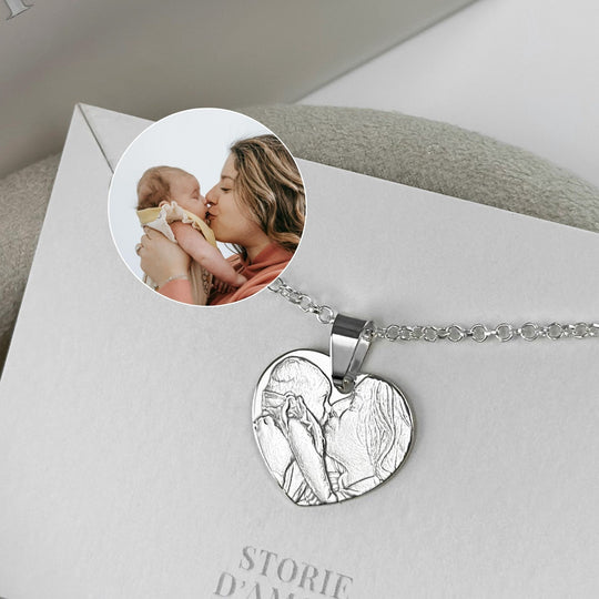 Heart 925 Silver Pendant with 3D Photo Engraving