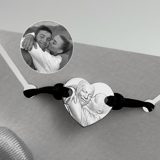 Heart 925 Silver Bracelet with 3D Photo Engraving
