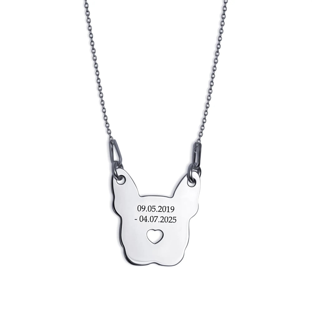 925 Silver Bulldog Silhouette Pendant