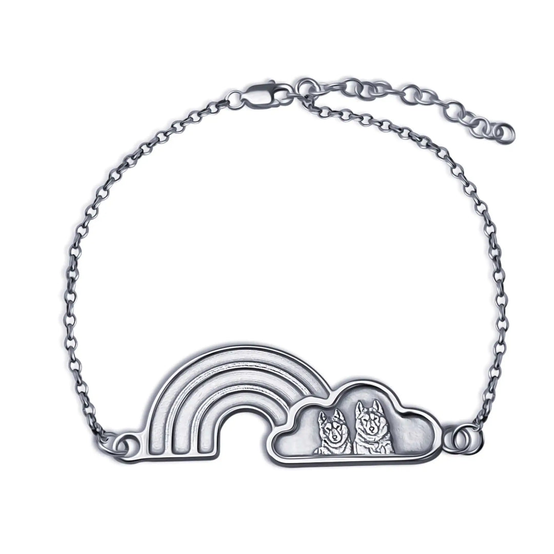 Regenboog- en Wolkenarmband, 925 Zilver "Wacht Over Mij"