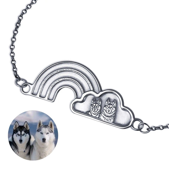 Regenboog- en Wolkenarmband, 925 Zilver "Wacht Over Mij"