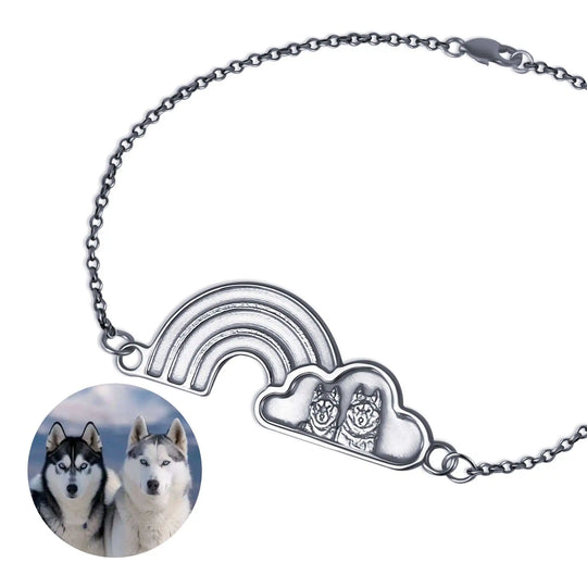 Regenboog- en Wolkenarmband, 925 Zilver "Wacht Over Mij"