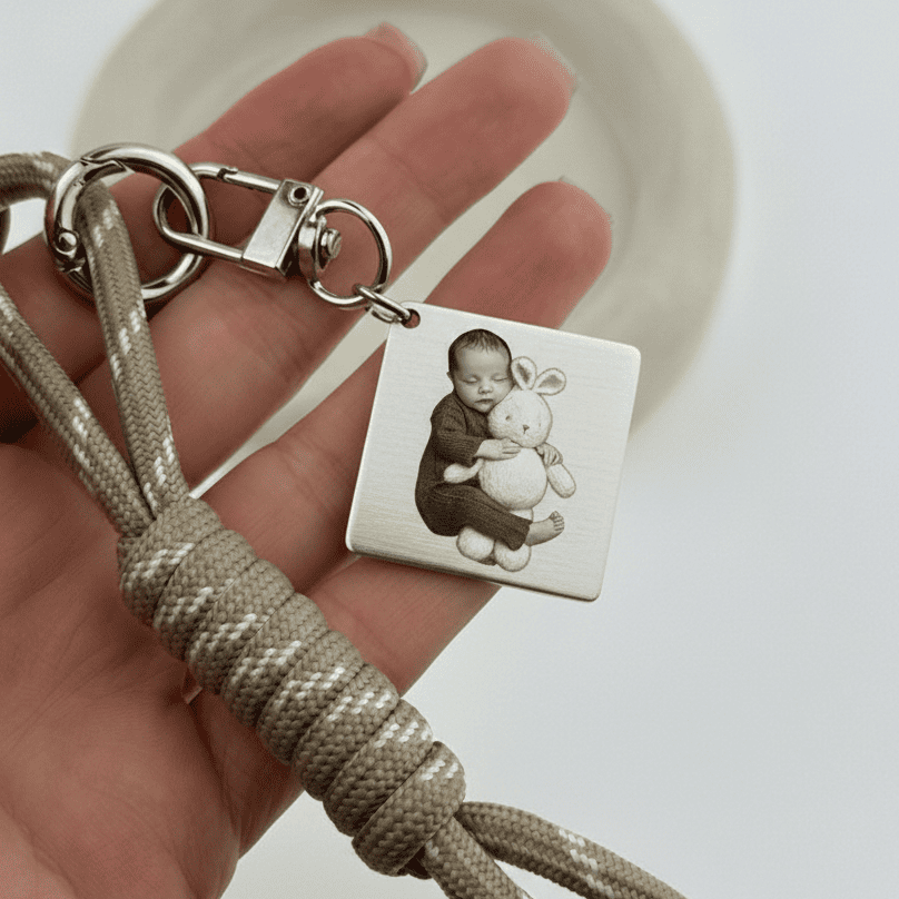 Breloc în formă de romb cu șnur