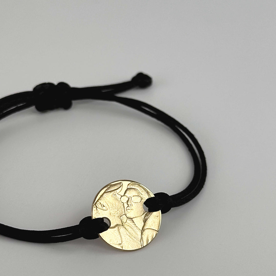 Rundes 925 Silberarmband mit 3D Foto-Gravur
