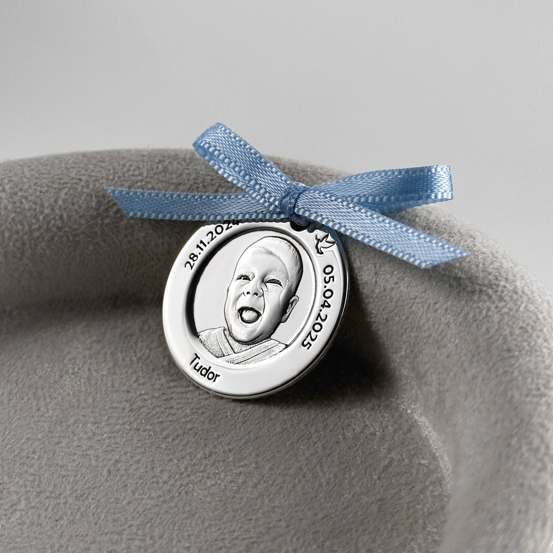 925 Silber Baby Foto Münze, 23.5 mm