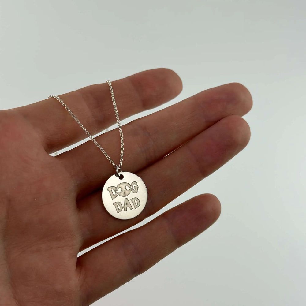 Circle Pendant, 925 Silver "Dog Dad"