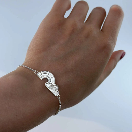 Regenboog- en Wolkenarmband, 925 Zilver "Wacht Over Mij"