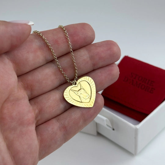 Heart with frame Pendant, 925 Silver