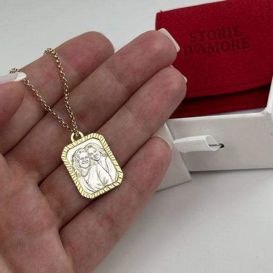 Gold Frame Pendant, 925 Silver