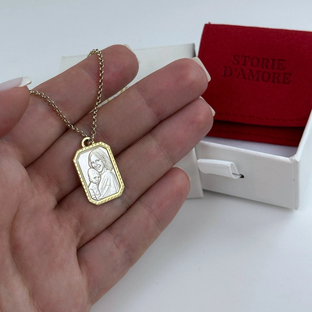 Anhänger mit gemustertem Rahmen, 925 Silber