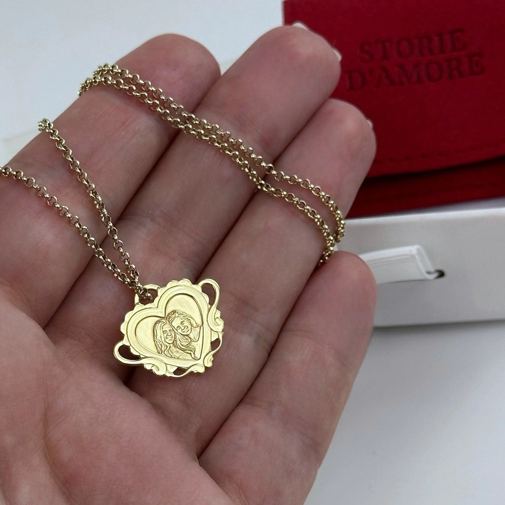 Patterned heart Pendant, 925 Silver