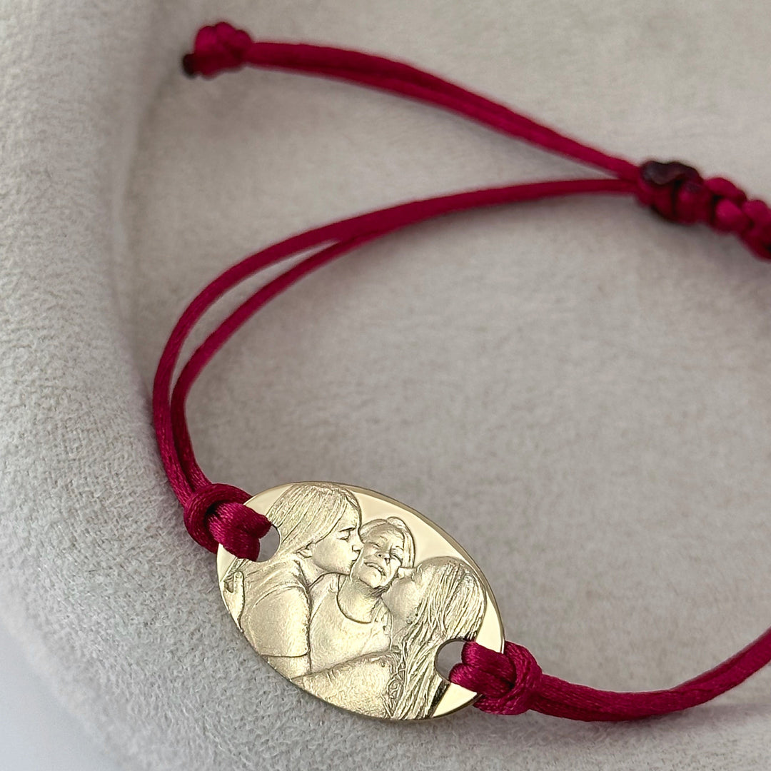 Großes ovales 925 Silberarmband mit 3D-Foto-Gravur