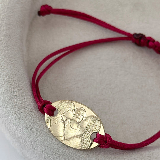 Großes ovales 925 Silberarmband mit 3D-Foto-Gravur