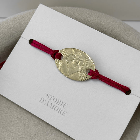 Großes ovales 925 Silberarmband mit 3D-Foto-Gravur
