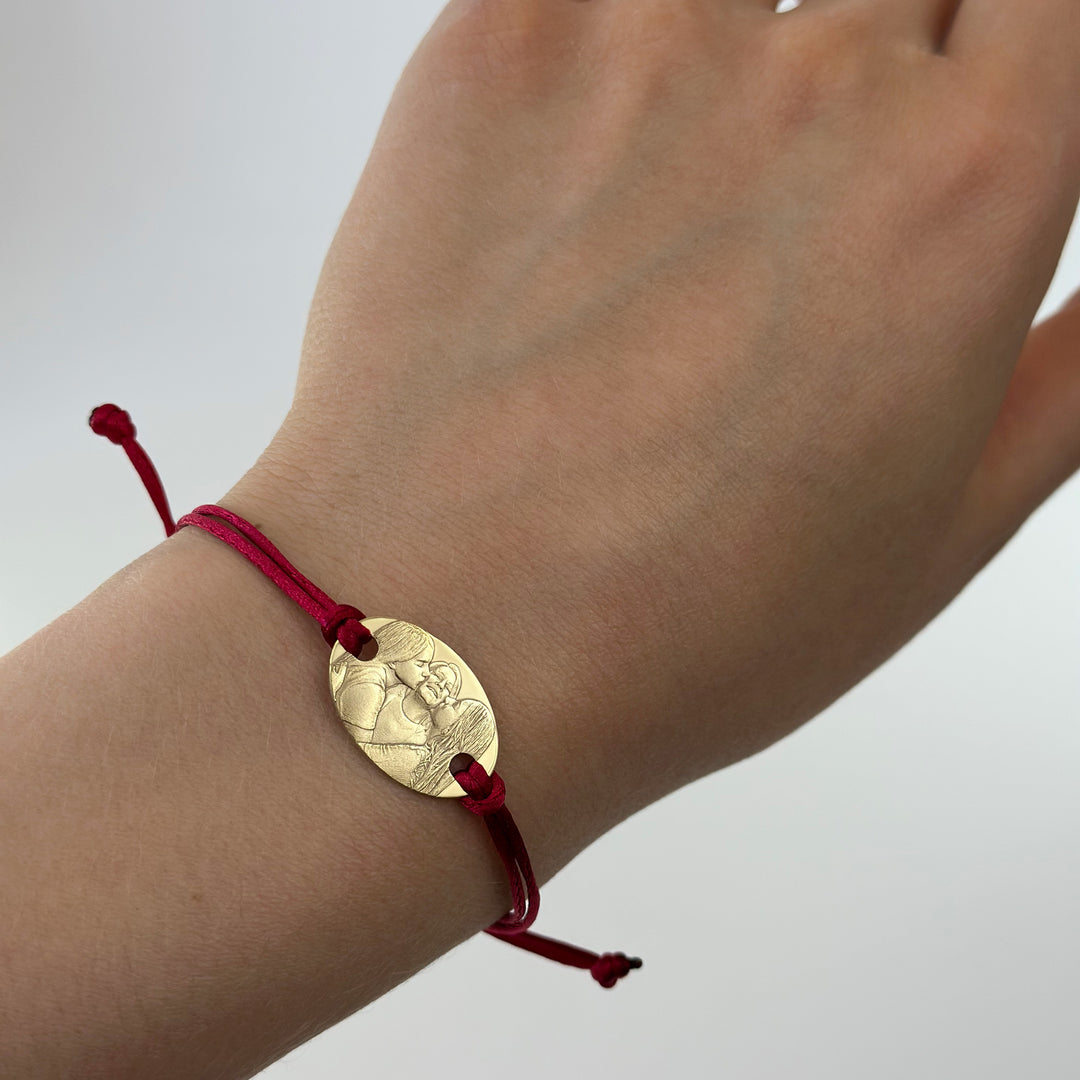 Großes ovales 925 Silberarmband mit 3D-Foto-Gravur