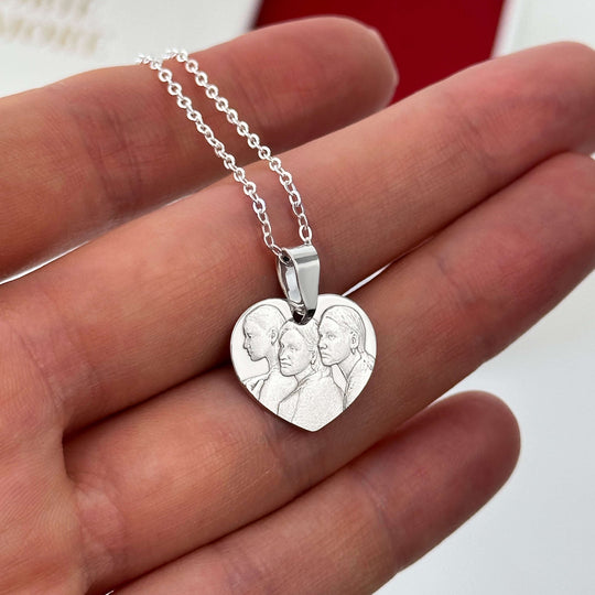 Heart 925 Silver Pendant with 3D Photo Engraving
