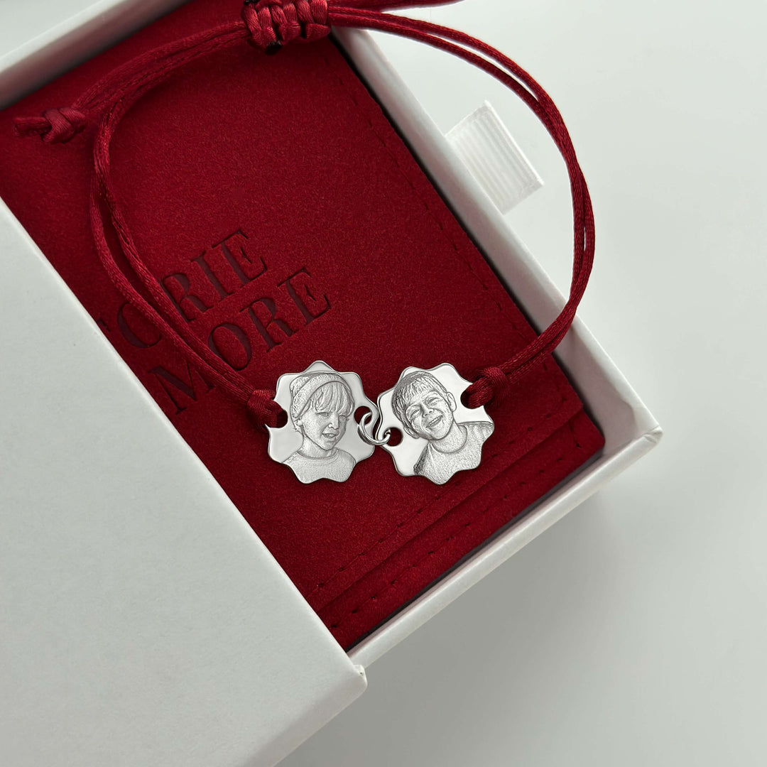 Double 925 Silver Bracelet with 3D Photo Engraving