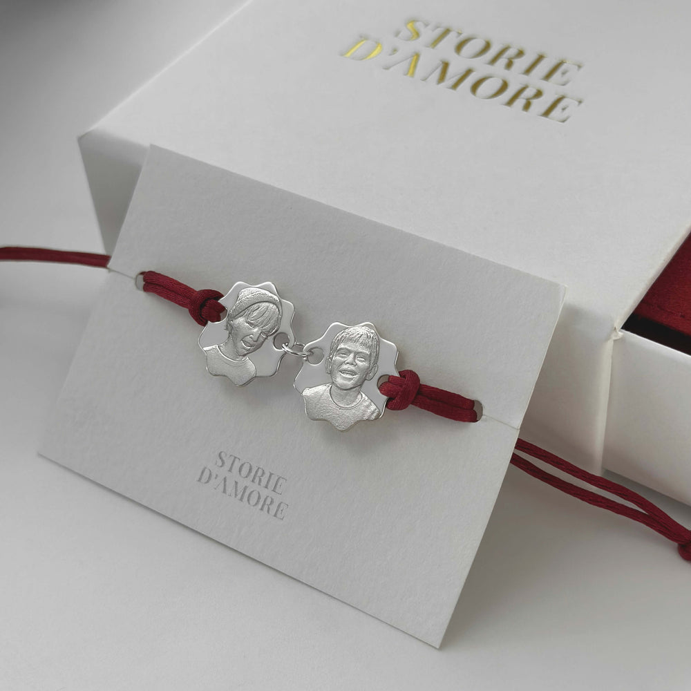 Double 925 Silver Bracelet with 3D Photo Engraving