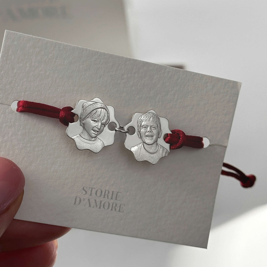 Double 925 Silver Bracelet with 3D Photo Engraving