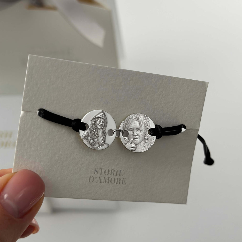 Doppeltes 925 Silber Armband mit 3D Foto Gravur