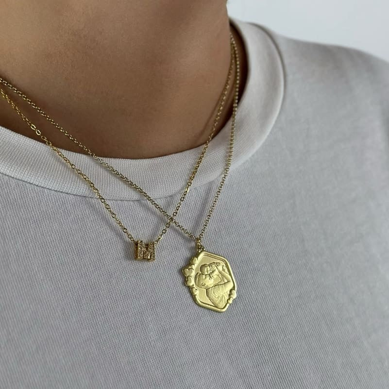 Sechseck mit Herzanhänger, 925 Silber