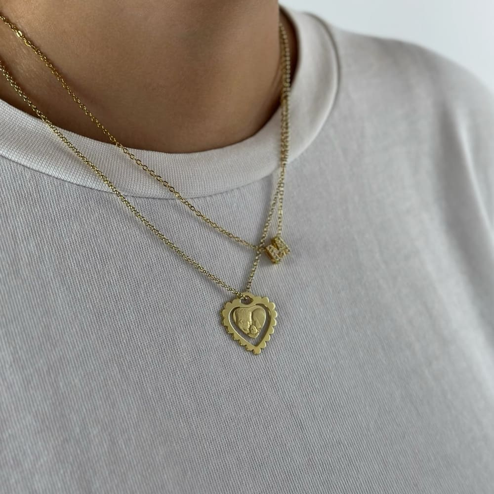 Herzanhänger mit dekorativem Rand, 925 Silber