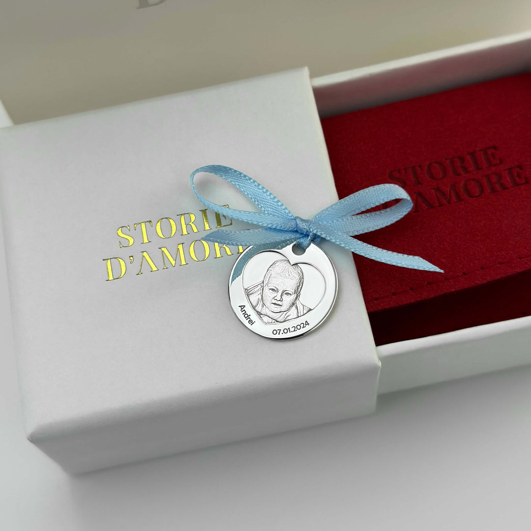 925 Silver Baby Photo Coin, 19 mm