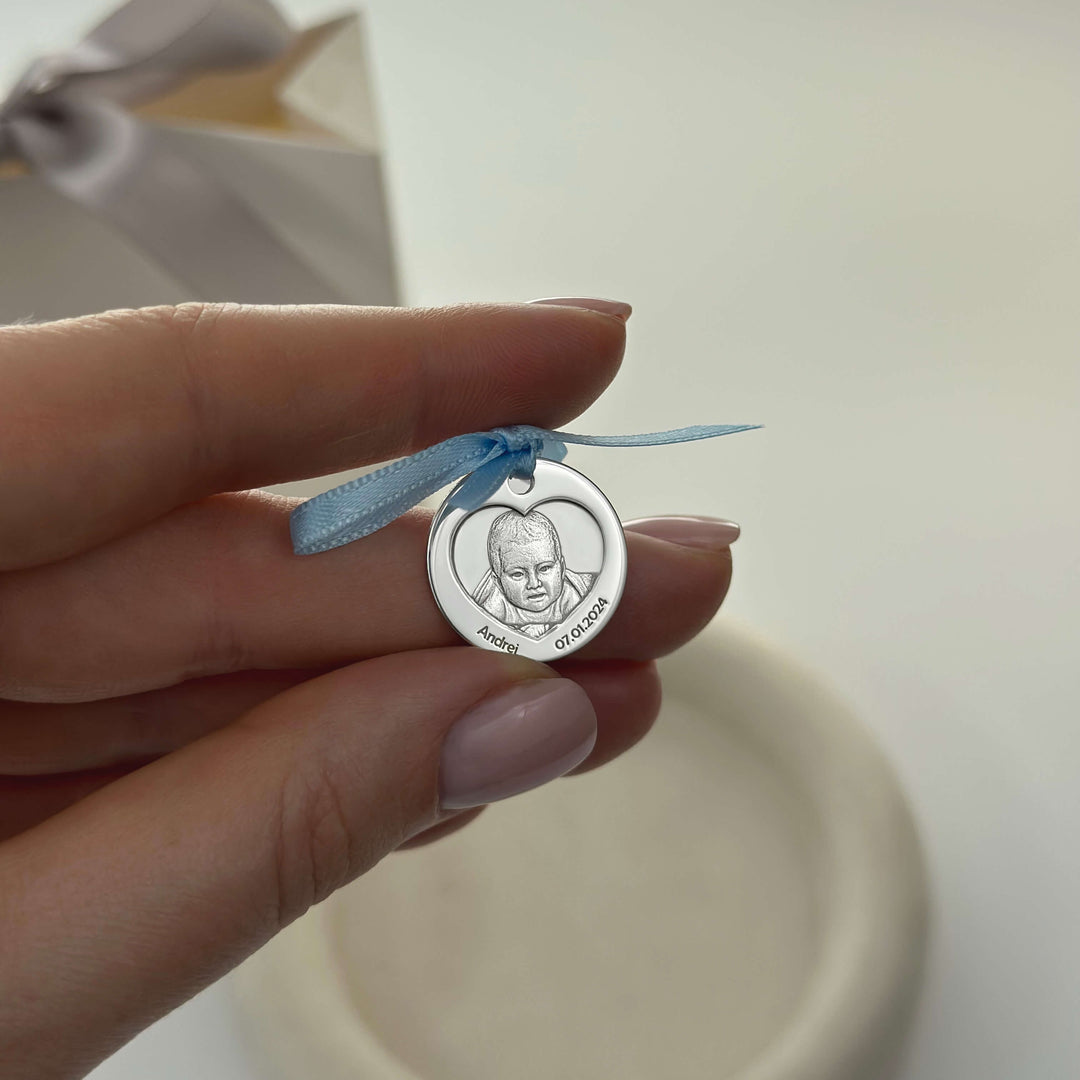 925 Silver Baby Photo Coin, 19 mm