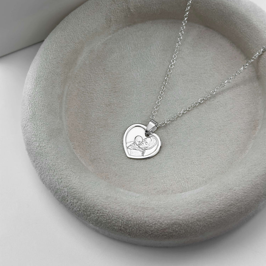 Heart 925 Silver Pendant with 3D Photo Engraving